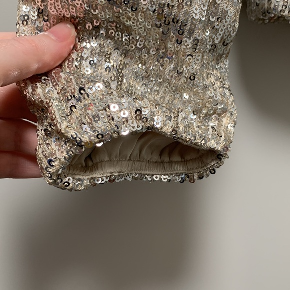 Zara Sequined Bomber Jacket In Beige Size Small - Picture 14 of 15